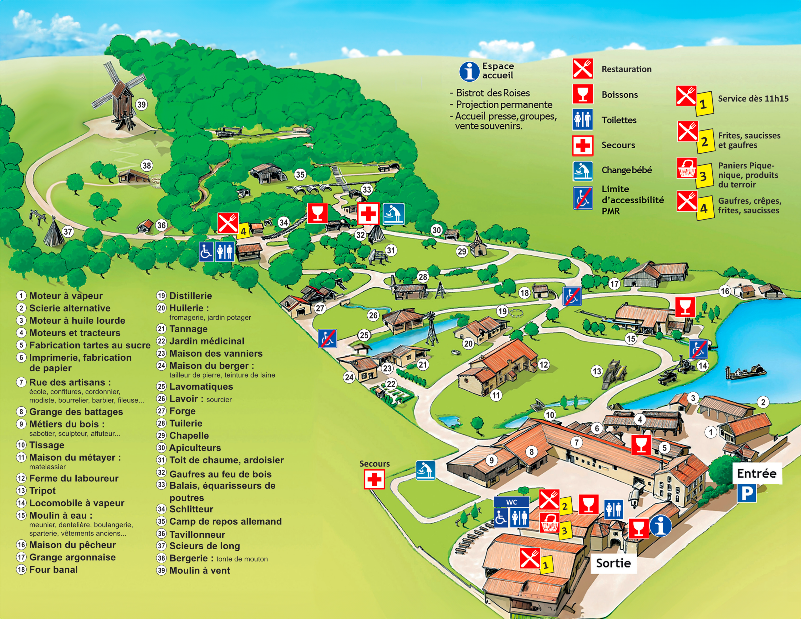 Plan du parc des Vieux Métiers d’Azannes
